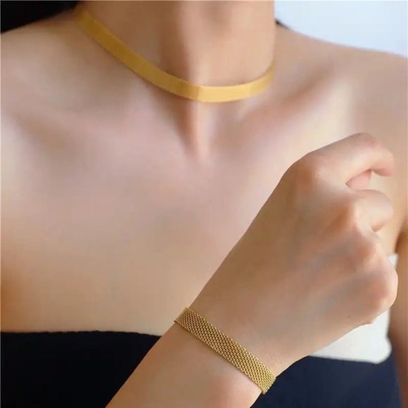 18K Gold Plated Vintage Mesh Link Bracelet - Picture 13 of 13